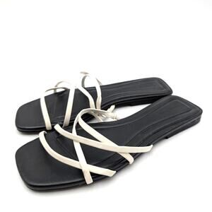 Open Edit Korva Slide Sandal Open Toe Women's White Ice Size US6M EU36.5